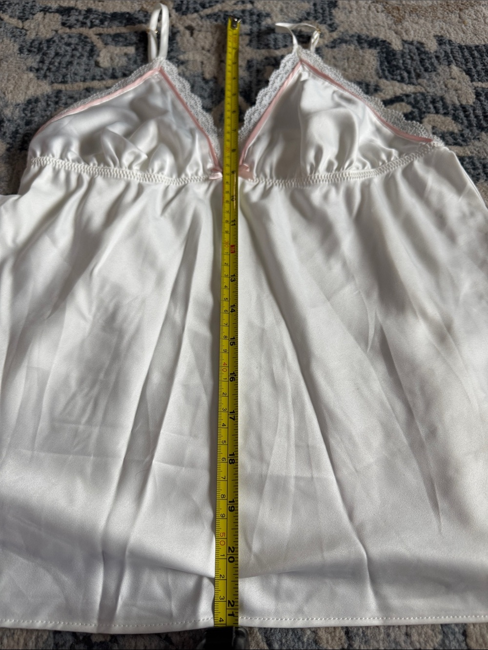 Flora by Flora Nikrooz White Satin Lace Trim Camisole Cami Top Medium - Picture 12 of 12